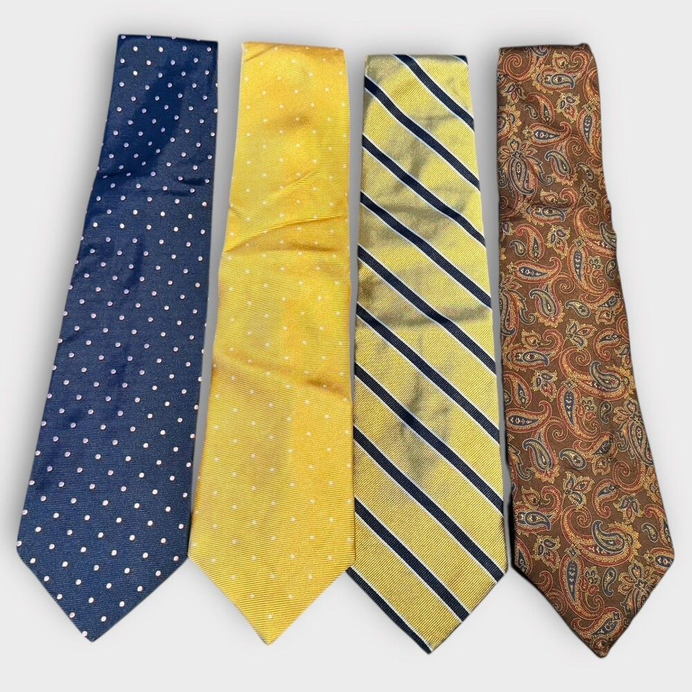 4x Brooks Brother Makers & 346 Gentleman Men's Ties Geometric Design Vintage